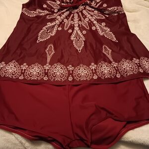 Elegant Burgundy Sleepwear Set